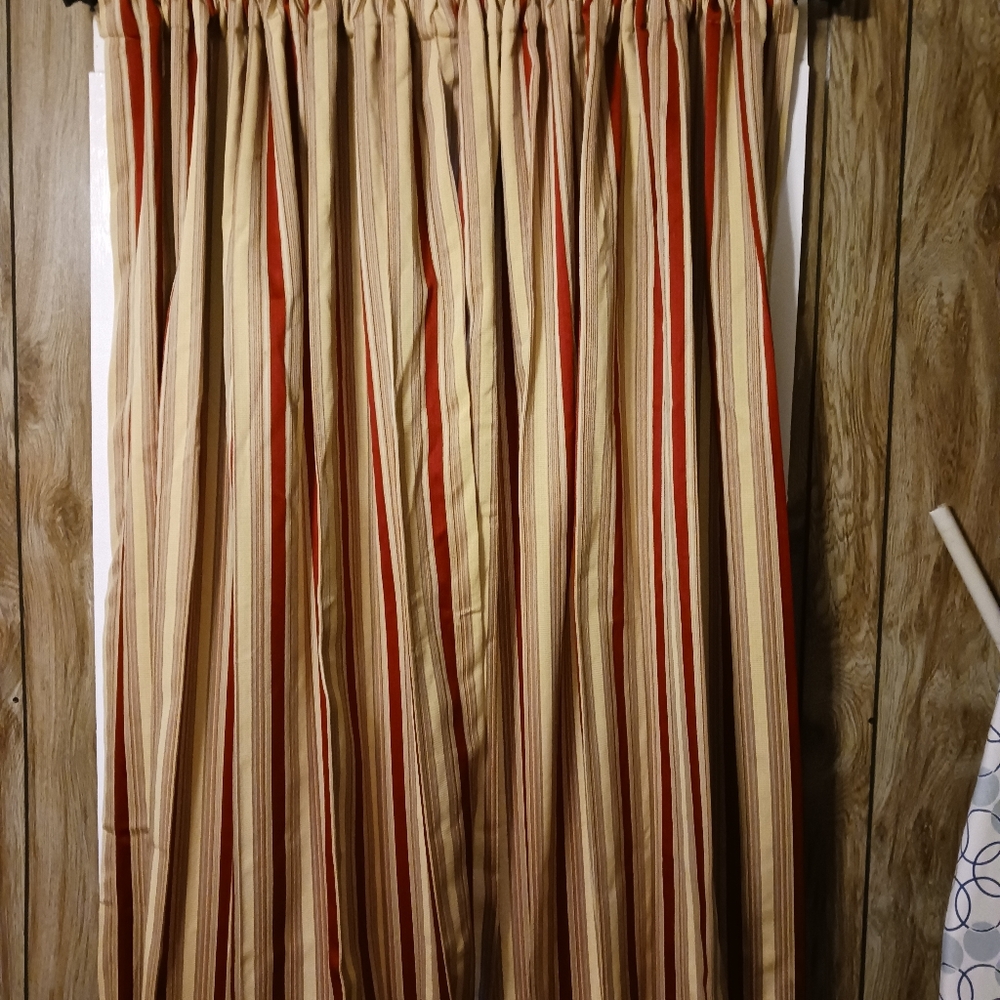 Striped burgendy and Gold  Curtians Ex Long 48x96
